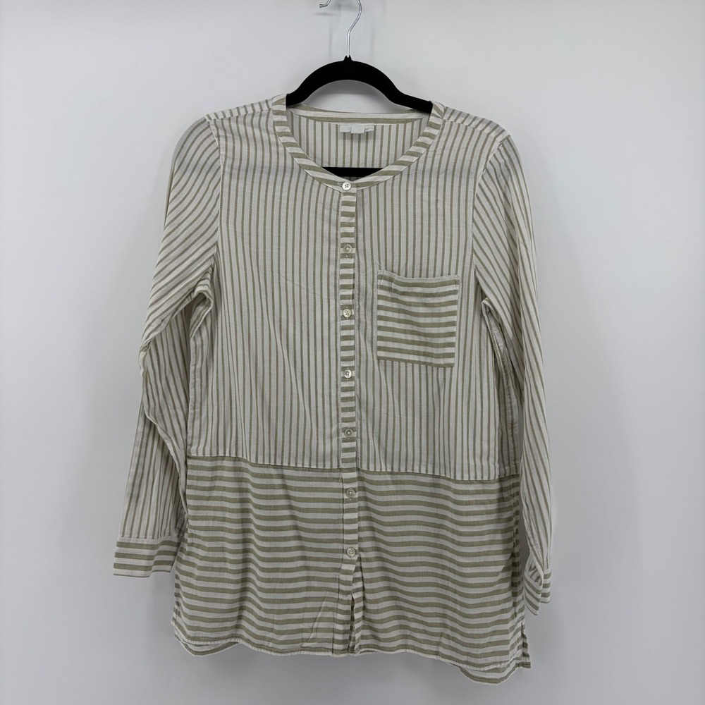 J.Jill Striped Button Front Tunic Shirt Long Sleeve Cotton Women's Size S